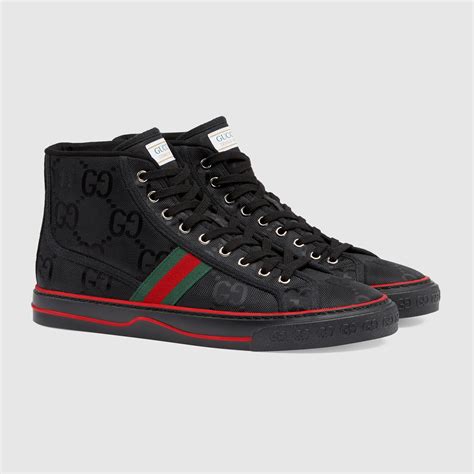 mens high top gucci black sneakers|gucci canvas high top sneakers.